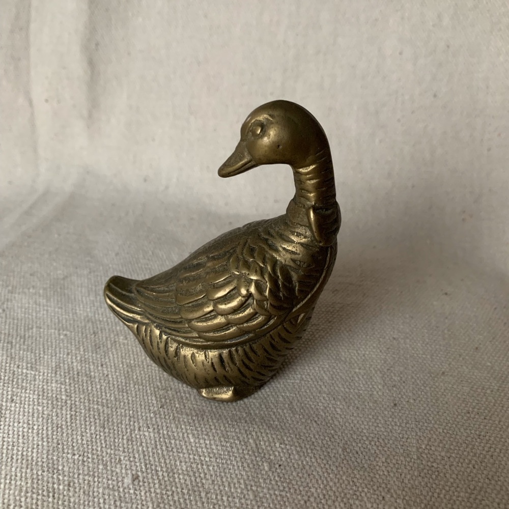Solid brass duck vintage figurine decor